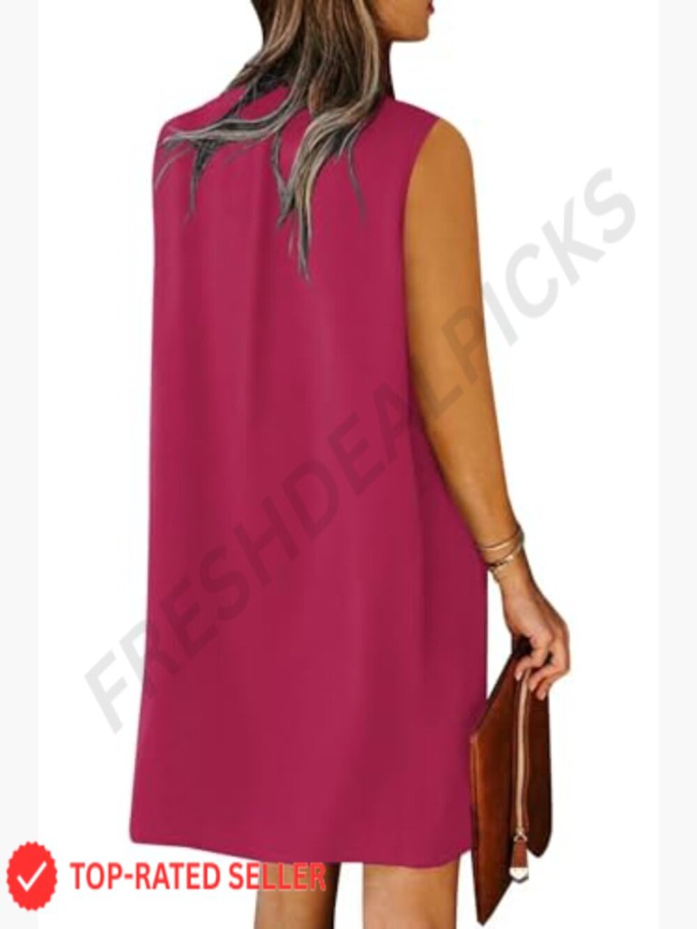 V-Neck Sleeveless Sundress Casual A-Line Tank Dress Relaxed Fit Lightweight - Picture 3 of 7